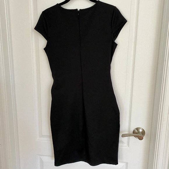 Venus Black Cap Sleeve Sheath Dress with Gold Buckle Detail Size S - Picture 5 of 12